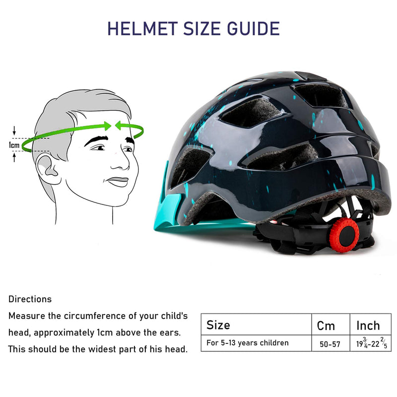 SIFVO Kids Bike Helmet, Youth Roller Skate Helmet,Bicycle Helmets Sports Helmets for Boys and Girls Aged 5-14 50-57cm Dark Blue - BeesActive Australia