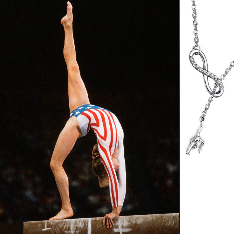 FUSTMW Gymnast Gift Gymnastics Y Necklace Infinity Love Charm Gymnast Jewelry Gymnastics Class Gift for Women Girls silver - BeesActive Australia
