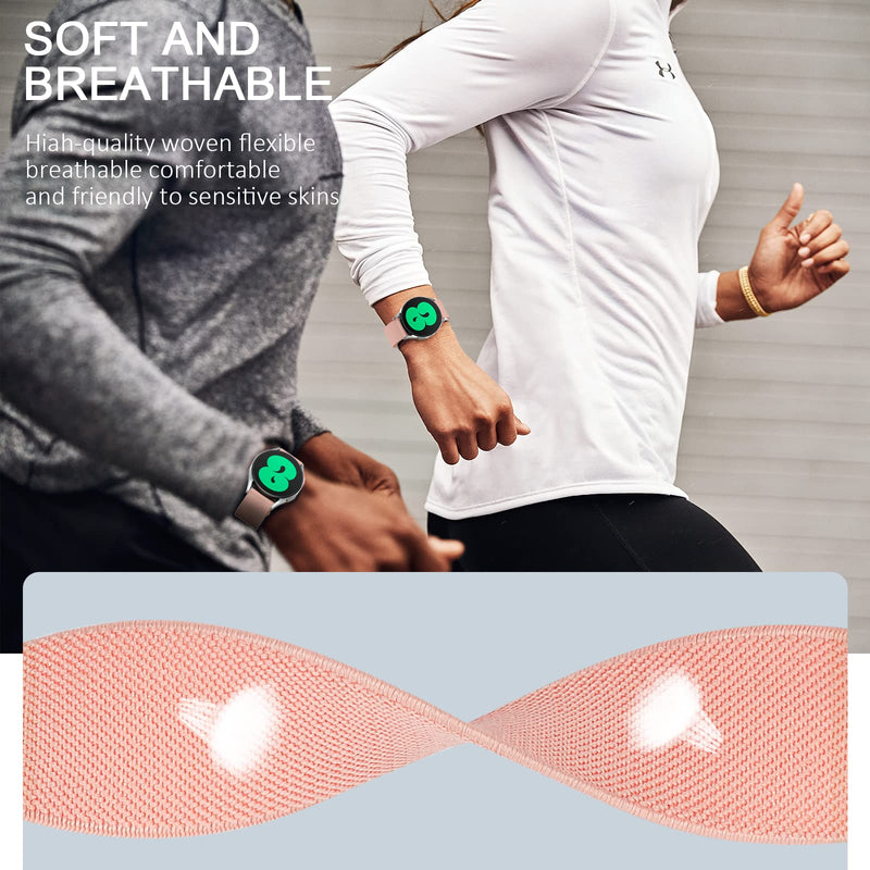 ORIbox 20mm Watch Bands Compatible for Watch Bands,Samsung Galaxy Watch 4 Band,Galaxy Watch Active 2 Bands,Galaxy Watch 4,Galaxy Watch 3 41mm,Galaxy Watch 42mm,Adjustable Elastic Nylon Woven Loop Wristband for Men Women For Other 20MM Nylon Pink - BeesActive Australia