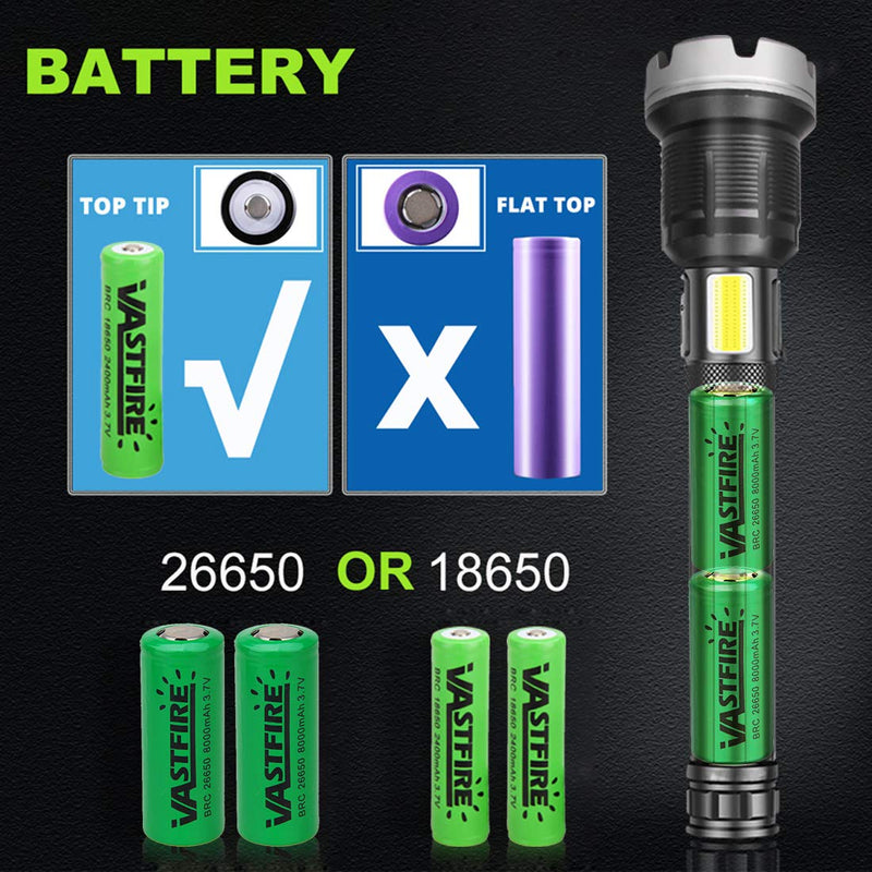 VASTFIRE Adjustable Beam Flashlights High Lumens 5000 Best Rechargeable Flashlight for Emergencies Camping the Most Powerful XHP 90 LED Bright than xhp p50 XHP70 - BeesActive Australia