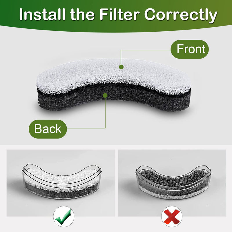Cat Water Fountain Filter,Arc-Shaped Sponge Activated Carbon Cat Fountain Filter Compatible WF050 & WF100 Automatic Pet Water Fountain 6 Pack - BeesActive Australia