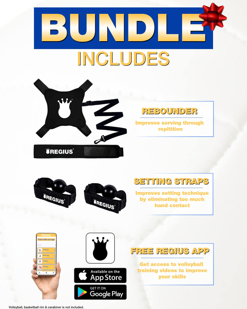 Regius Volleyball Training Equipment 3.0 - Premium Solo Trainer, Perfect for Beginners Practicing Serving, Setting and Spiking, Great Gift Idea … Bundle - BeesActive Australia