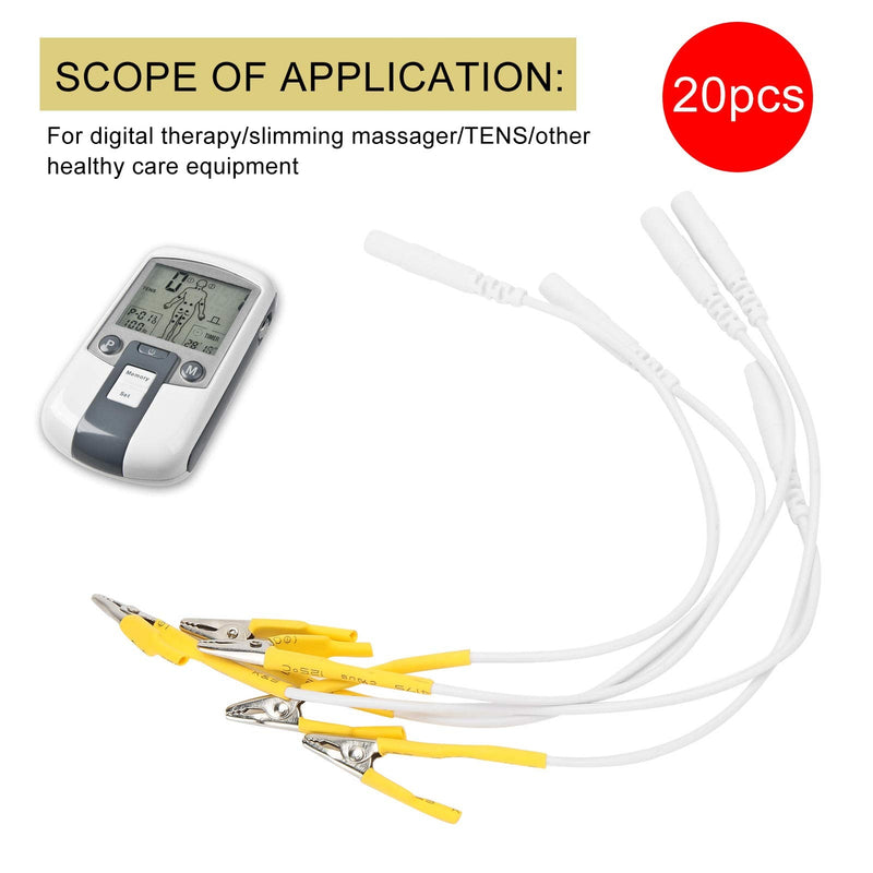 20pcs / Bag TENS Wire Cable, Clip Electrode Lead Wires Cable for TENS Unit Physiotherapy Machine Yellow - BeesActive Australia