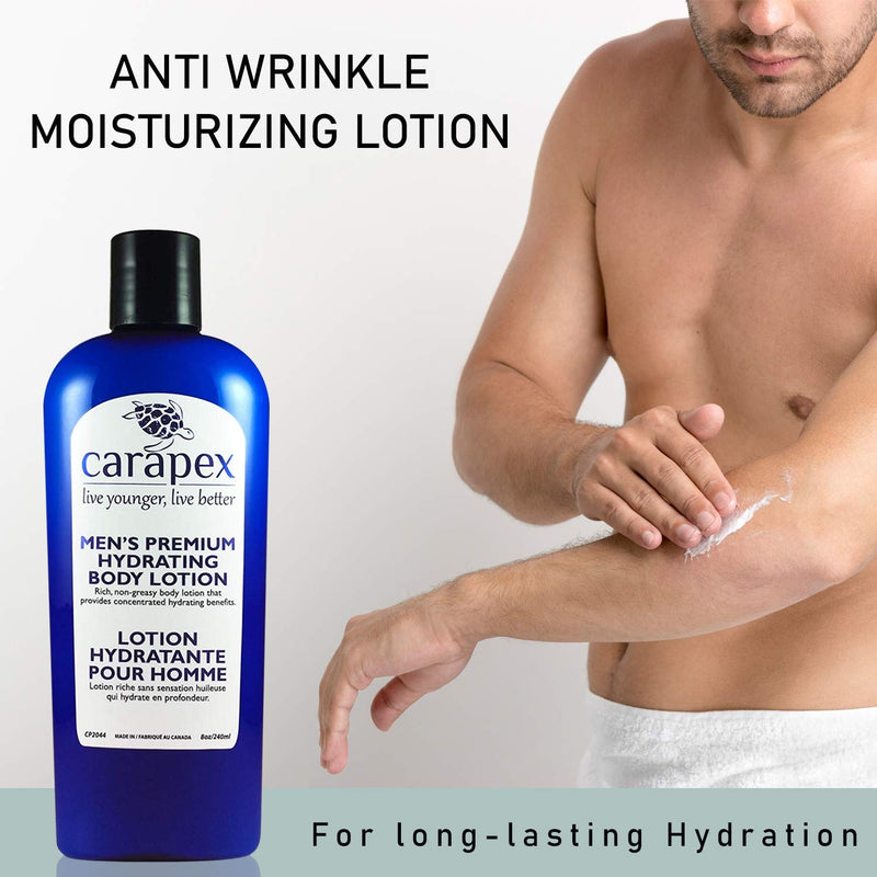 Body Lotion for Men - Carapex Premium Hydrating Body Lotion for Men, Natural Unscented Body & Hand Lotion for Dry Skin, Sensitive Skin, Rough Skin, No Parabens, Non Greasy, 8oz (Single) Single - BeesActive Australia