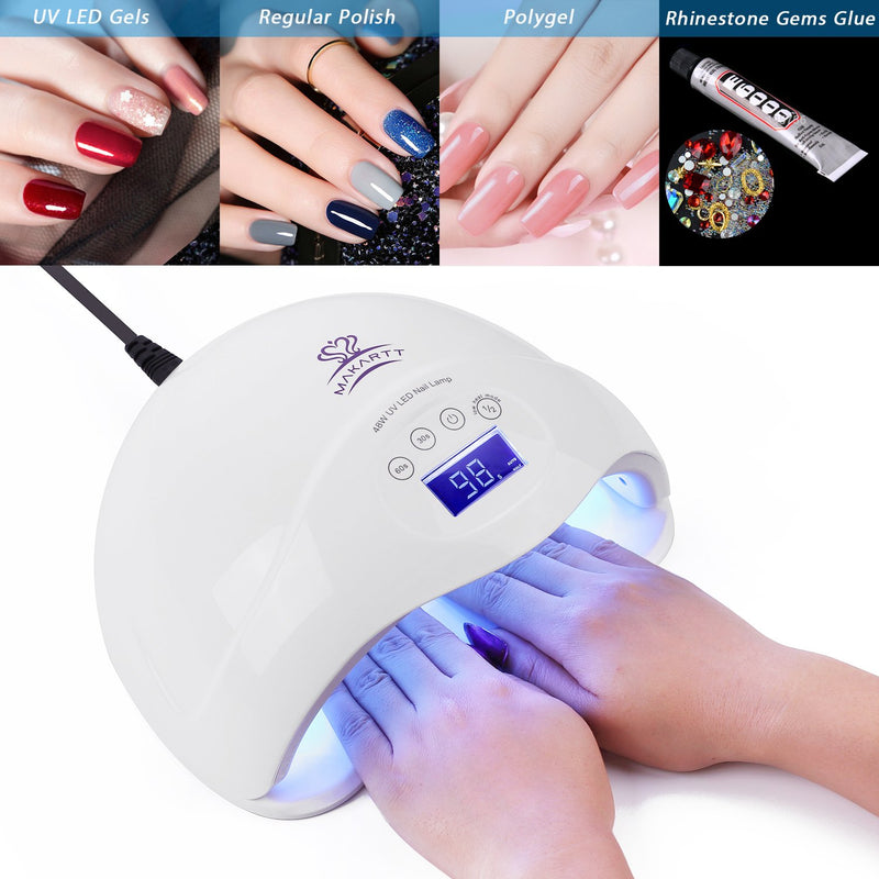 Makartt 48W Fast Dry Nail Lamp with 3 Timer Setting Gel Nail Polish Dryer for Both Hands and Feet Nail Art Curing Light Professional for Salon or Nail Lovers C-07 - BeesActive Australia