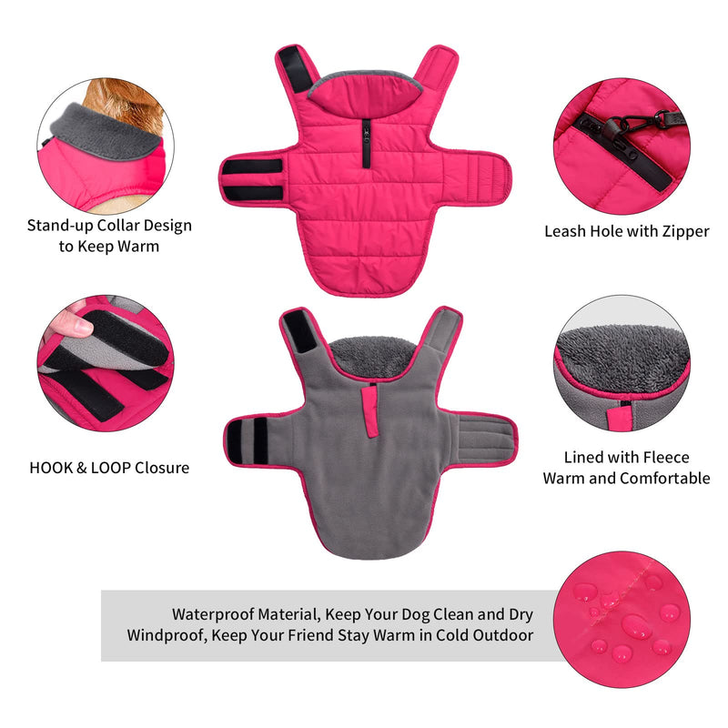 Dog Winter Coat, Christmas Dog Jacket for Cold Weather, Waterproof Dog Sweater, Windproof Warm Pet Vest for Small Medium Extra Large Dogs Pets Boy Girl M(Chest Girth:16.1-20.1") Pink - BeesActive Australia