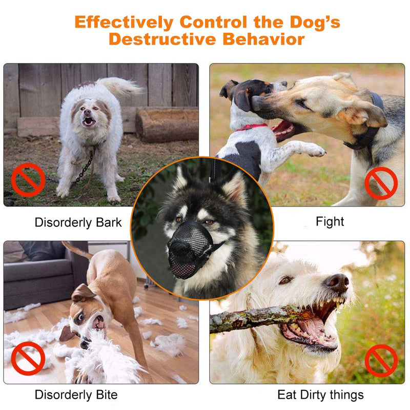 Breathable Mesh Dog Muzzle, Poisoned Bait Protective Muzzle for Dogs to Prevent Biting and Barking S Black - BeesActive Australia