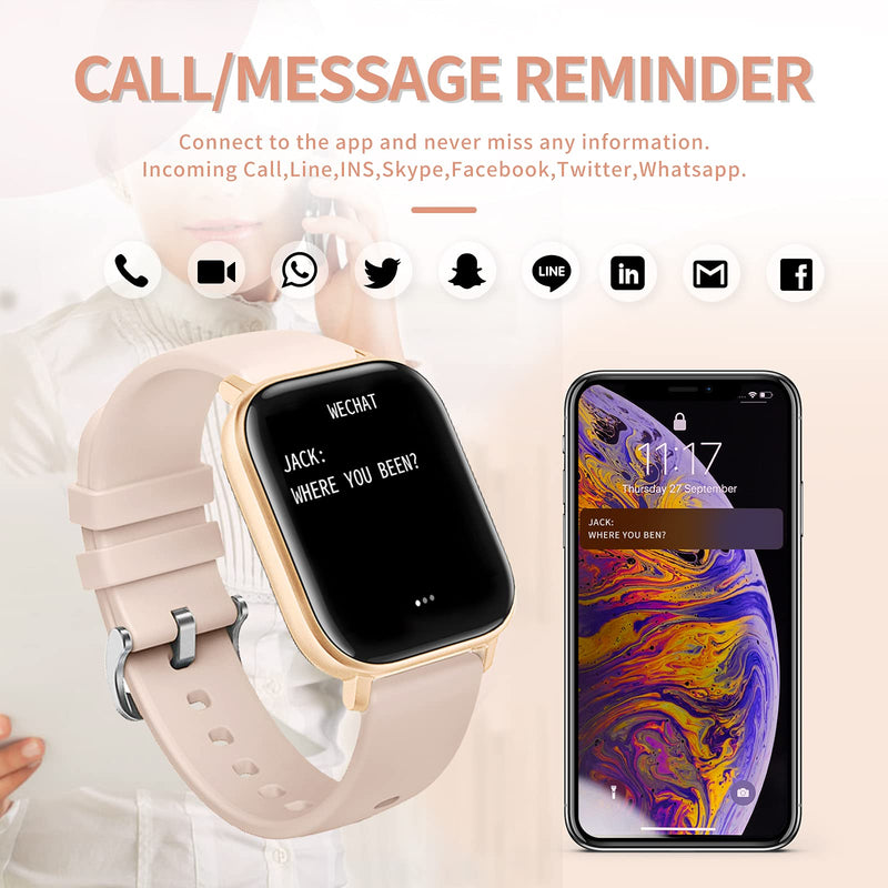 Fitness Tracker Blood Pressure Heart Rate Monitor Blood Oxygen Activity Pedometer Big Fitness Tracker Sleep Monitor for Women Men P8 rosegold - BeesActive Australia