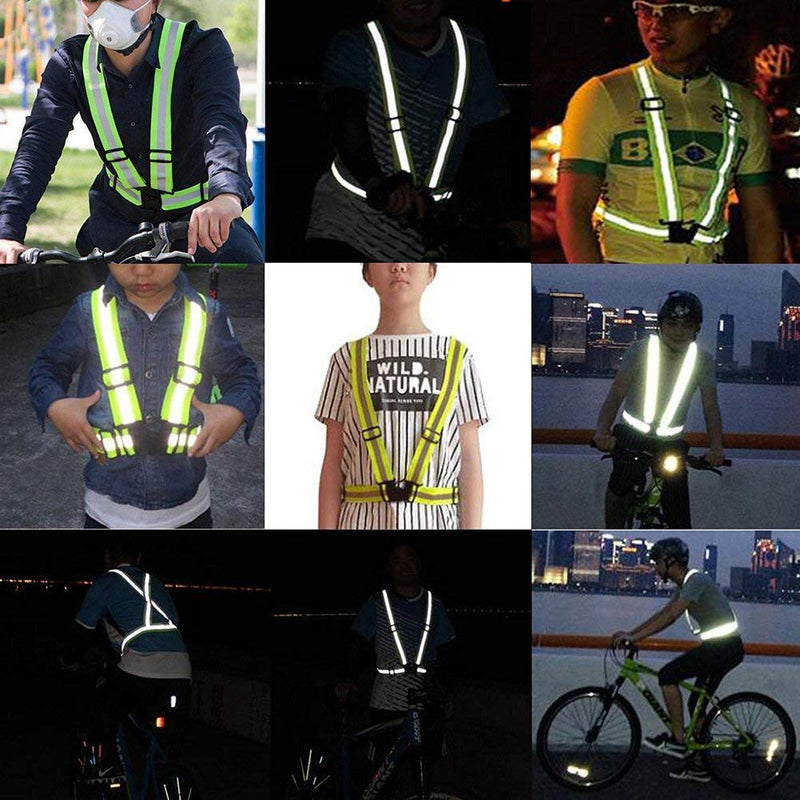 NKTM Reflective Vest Safety Gear HIGH Visibility Great FIT for Running Jogging Cycling Walking in Early Morning and Night (Unisex) Type 2 (2 Pack) Adult: waist:32"-54", waist to shoulder:16"-25" - BeesActive Australia
