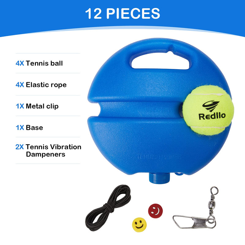 Redllo Solo Tennis Trainer Rebound -Portable Tennis Equipment for Self-Practice Includes 4 String Balls 2 Tennis Vibration Dampeners.Works for Aduls, Kids, Beginners - BeesActive Australia