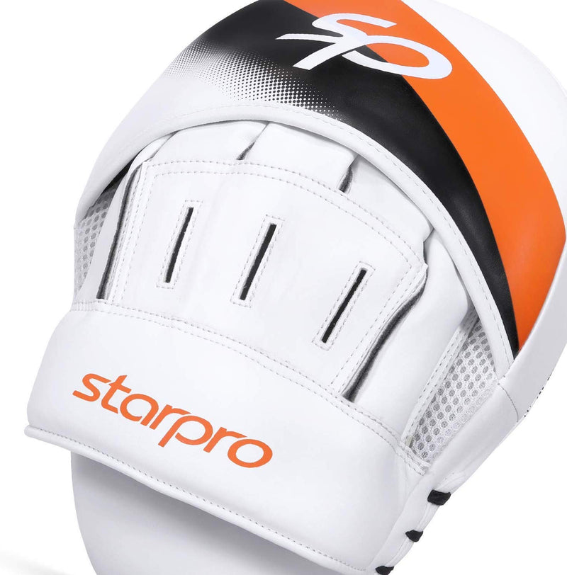 [AUSTRALIA] - Starpro Boxing Mitts Focus Pads - Great for MMA Kickboxing Martial Arts Muay Thai Karate Training | Hook and Jab Curved Target Hand Pads Synthetic Leather | Padded Punching Coaching Strike Arm Shield Orange One Size 