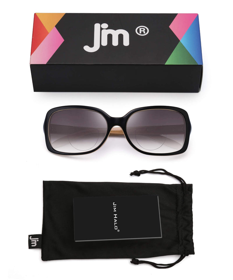 JM Classic Bifocal Reading Glasses Square Stylish Gradient Sunglasses Readers for Women 2 Pack, Black&tortoise 1.0 x - BeesActive Australia