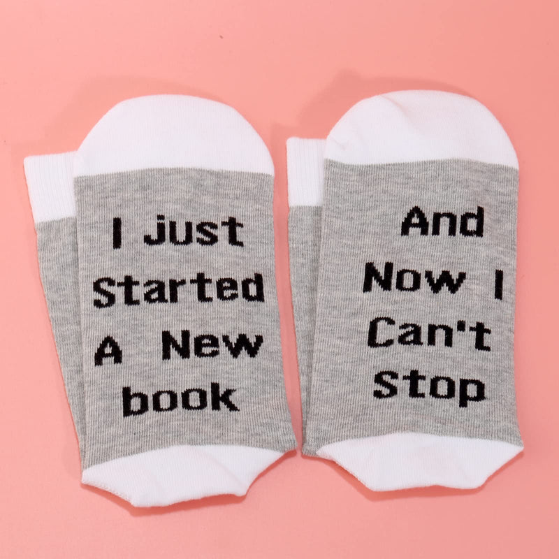 LEVLO Funny Reader Lovers Gifts I Just Started A New Book And Now I Can't Stop Socks Bookworm Gifts 2 Pairs-mid Calf-1 - BeesActive Australia