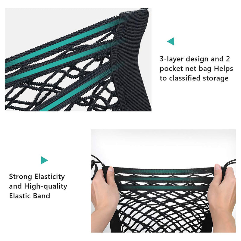 PRIDEEP Dog Car Net Barrier 3 Layers with Auto Safety Mesh Organizer, Universal Stretchable Pet Barrier Backseat Storage Mesh Bag Dog Car Divider Net for Cars, SUVs-Drive Safely with Children and Pets - BeesActive Australia