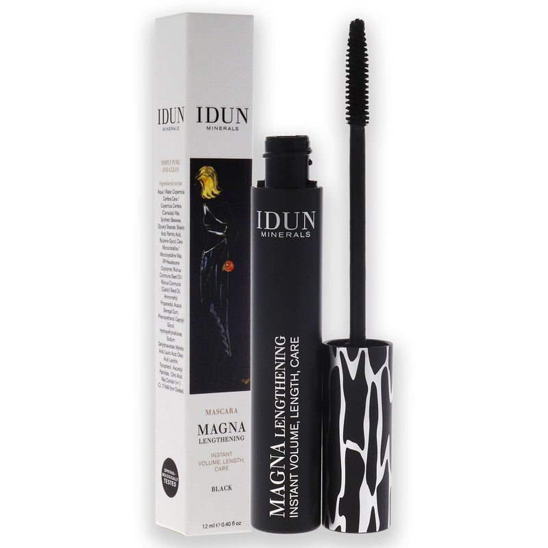 IDUN Minerals Mascara, Magna - Length & Volume - Separated & Full Fringes - Nickel & Chromium Natural Pigments, Ophthalmologically Tested, Safe for Sensitive Eyes & Contact Lens - Black, 0.40 oz - BeesActive Australia