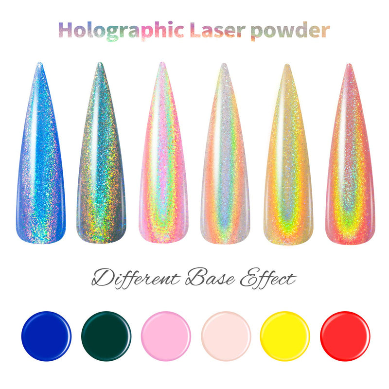 Holographic Chrome Nail Powder, Unicorn Mirror Effect Premium Salon Rainbow Nail Glitter Manicure Pigments, 0.04oz/1g - BeesActive Australia