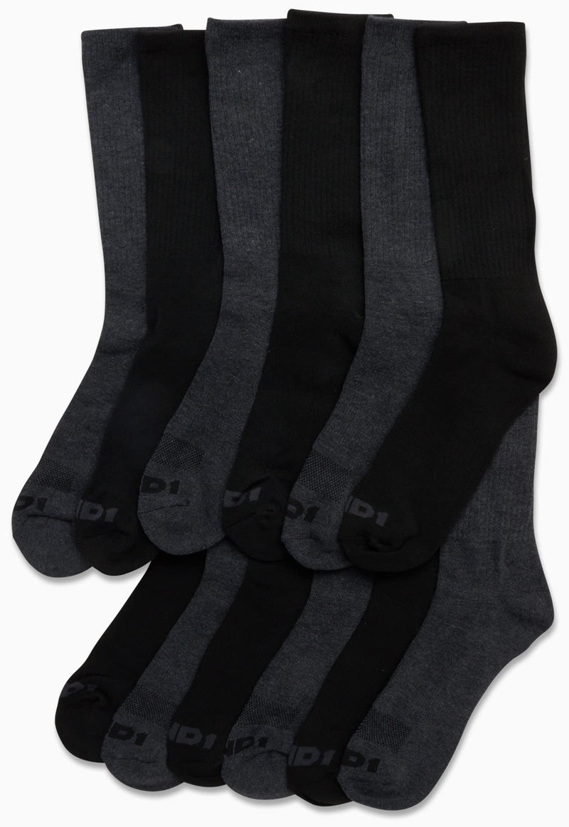 AND1 Men's Athletic Arch Compression Cushion Comfort Crew Socks (12 Pack) Black/Gray 6-12.5 - BeesActive Australia