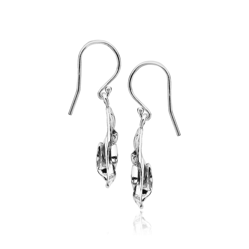 925 Sterling Silver Dangle Drop Earrings Free Form With 2 White Round Cubic Zirconia Antique Finish French Wire Back Earrings Hypoallergenic, Nickel and Lead-free, Artisan Handcrafted Designer collection - BeesActive Australia