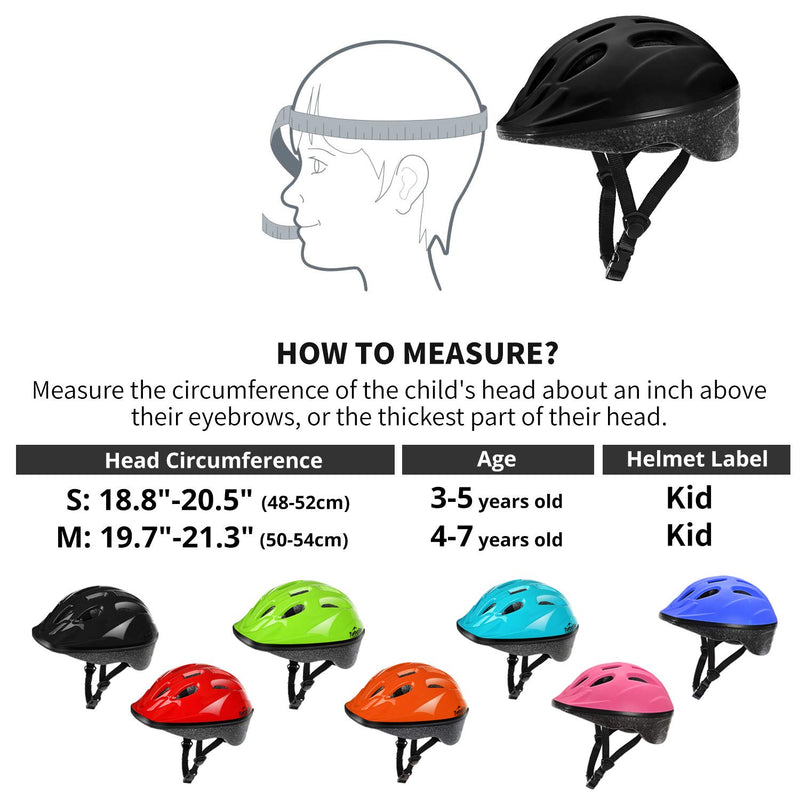 TurboSke Toddler Kids Bike Helmet, CPSC-Compliant Multi-Sport Helmet Size Adjustable for 3-5 or 4-7 Boys and Girls Black + Pad Set Small: 48-52cm/18.8"-20.5" - BeesActive Australia
