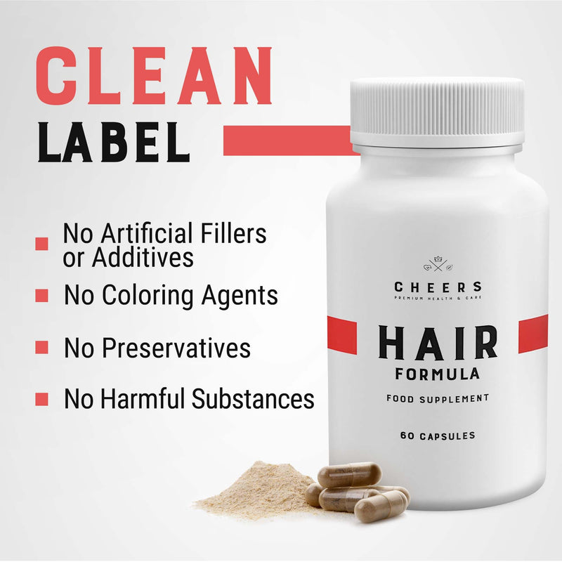 CHEERS - Hair Formula, 60 Capsules, Hair Skin and Nails Vitamins for Adults, Vegan Hair Vitamins, Hair Supplement with Phosphatidic Acid - BeesActive Australia