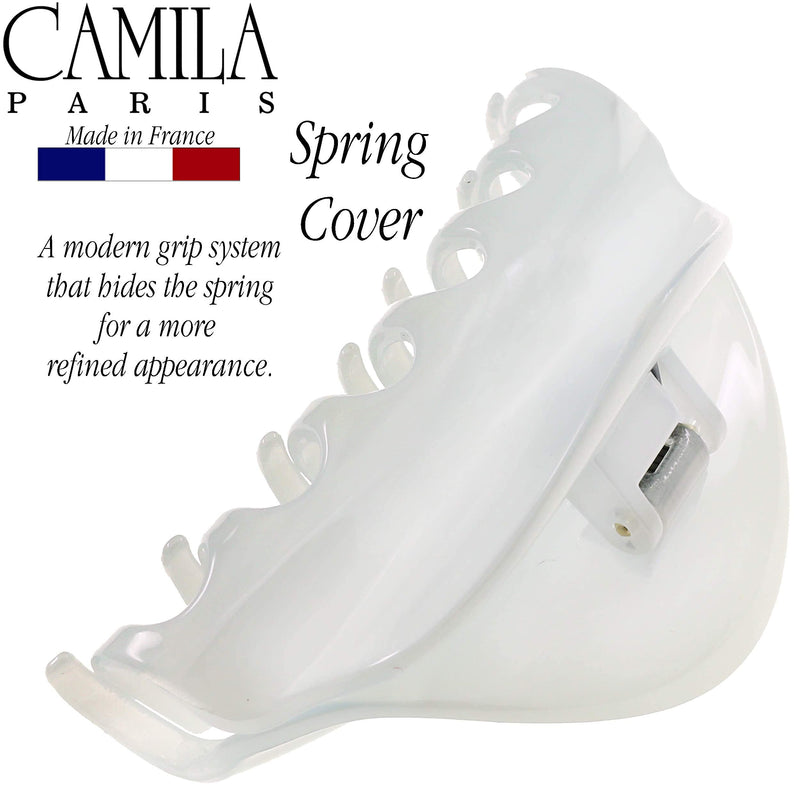 Camila Paris CP2555 French Hair Clip for Women for Thick Volume Hair, White, Girls Hair Claw Clips Jaw Fashion Styling Hair Accessories for Women, Strong Hold No Slip Grip, Made in France - BeesActive Australia
