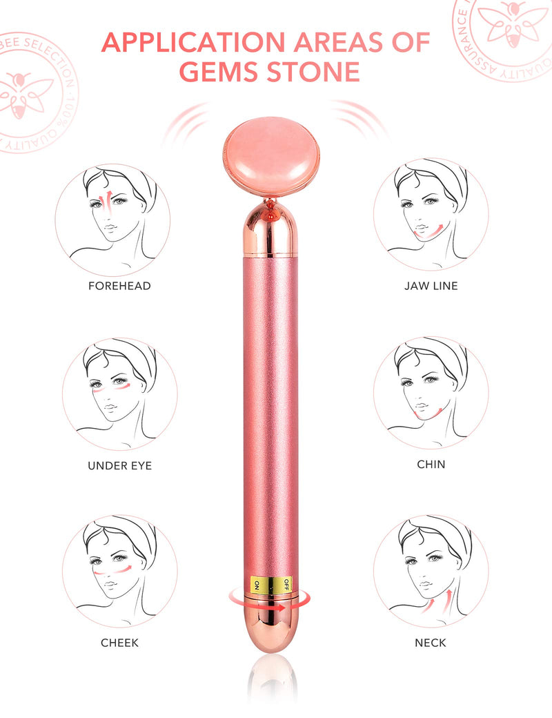 3in1 Face Massager For Women 3D V Line Lifting Rose Quartz Face Roller Skin Care Tools Electric Vibrating Eye Massager Tool Face Lift Double Chin Reducer HANABEE Anti Aging Facial Massager Skin Roller Rose Golden - BeesActive Australia