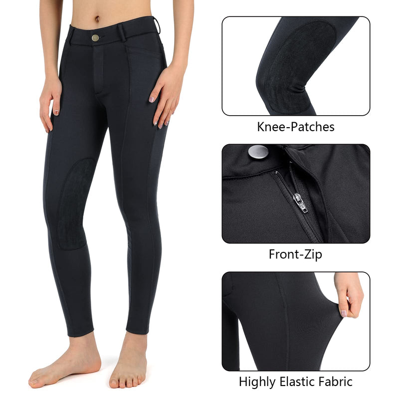 beroy Horse Riding -Pants Women Equestrian-Breeches - Ladies Training Horseback Riding Tights Full Seat Silicone Pockets 01black Small - BeesActive Australia