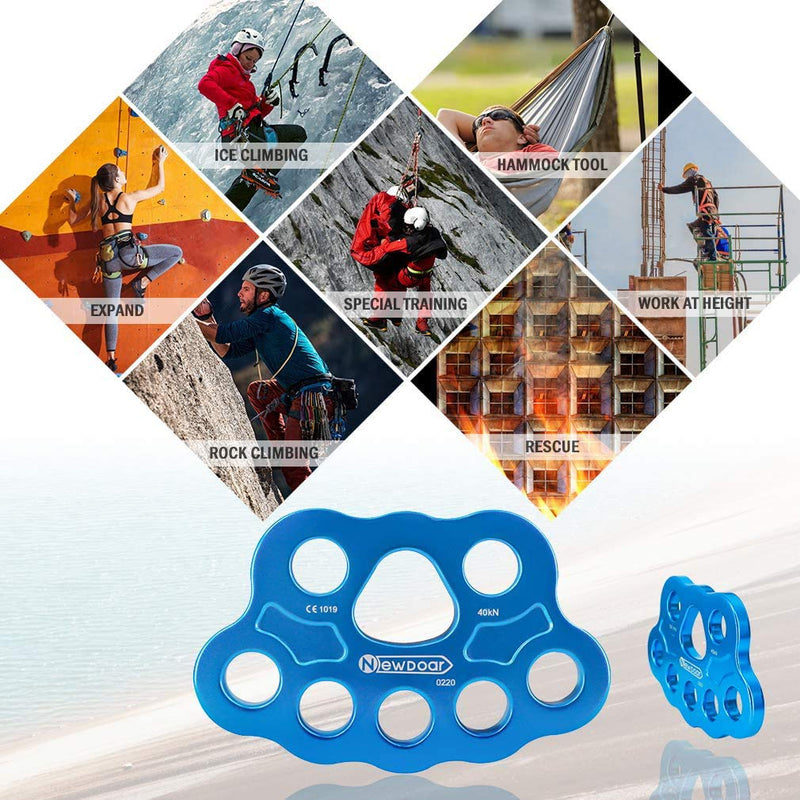NewDoar Descender Plate 40KN Paw Rigging Plate 4/5 Holes Rock Climbing Gear (8 holes/40KN Blue) - BeesActive Australia