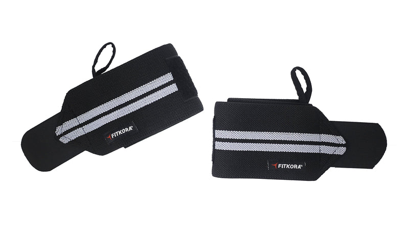 Fitkora Wrist Wraps for weightlifting, powerlifting, cross training, bodybuilding with thumb loop. Professional grade for gym workout, men and women weight lifting strength training and wrist supports - BeesActive Australia