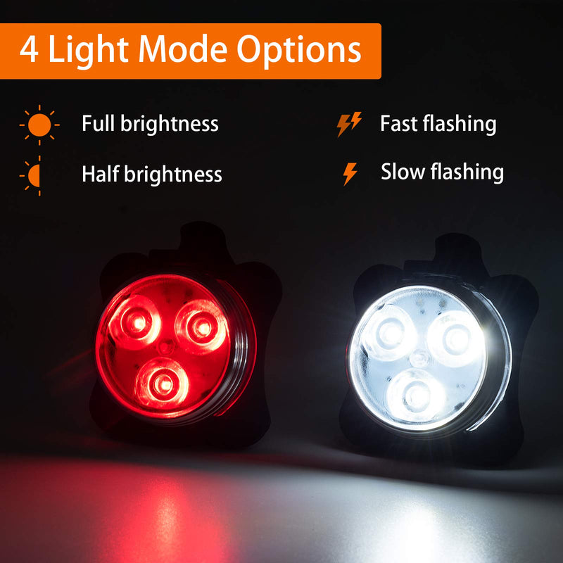 USB Rechargeable Bike Lights Set, Waterproof Super Bright LED Bike Lights Front and Back with 2 USB Cables (2 Bike Headlight and 2 Bike Taillight) - BeesActive Australia