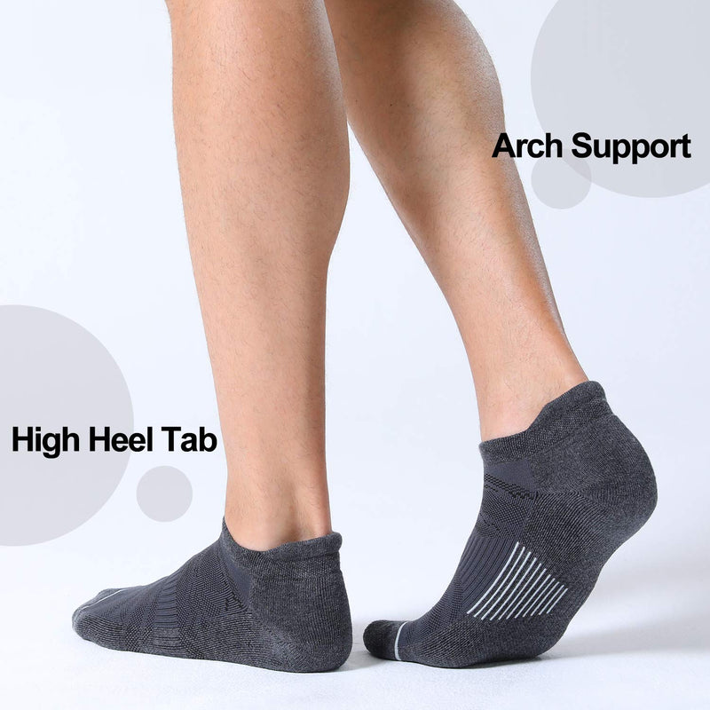 Fitrell 6 Pack Men's Ankle Running Socks Low Cut Cushioned Athletic Sports Socks 7-9/ 9-12/ 12-15 Dark Gray+gray - BeesActive Australia