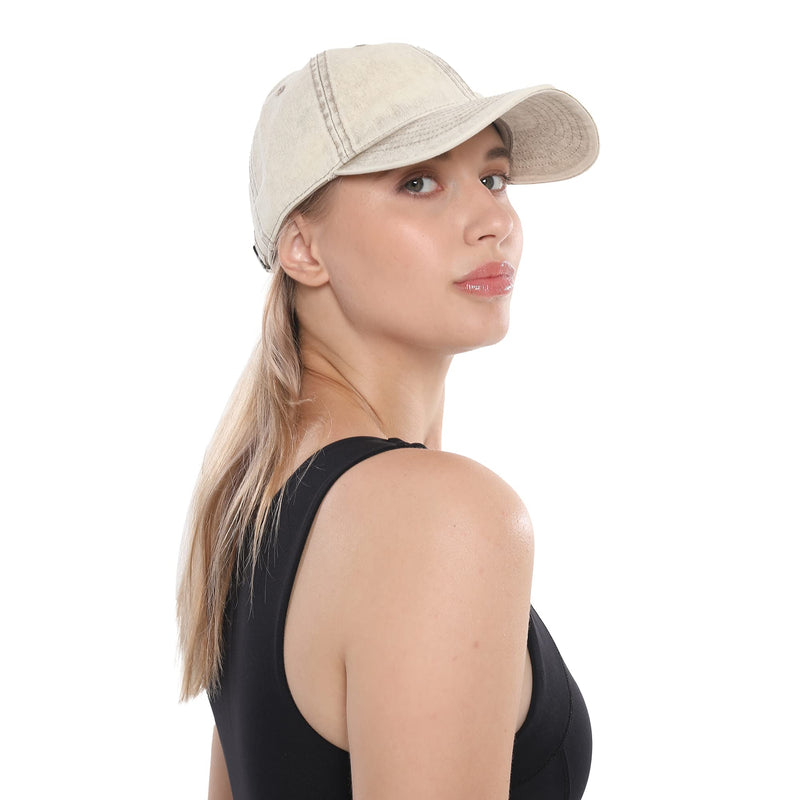 HH HOFNEN Men and Women Washed Cotton Baseball Cap Snow Classic Style Adjustable Low Profile Dad Hat #1 Snow Beige - BeesActive Australia