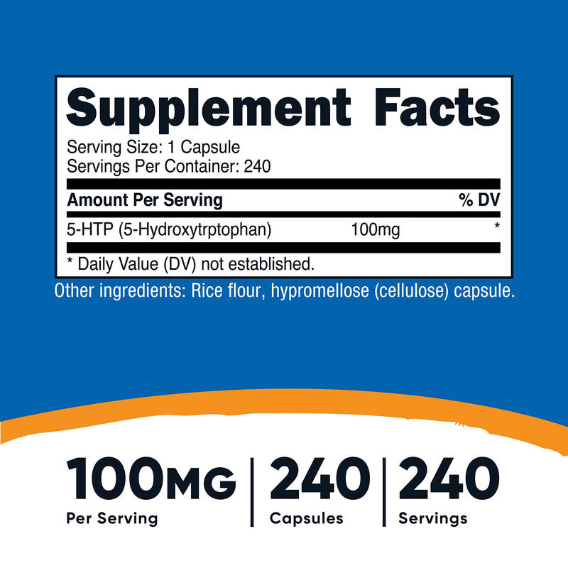 Nutricost 5-HTP 100mg, 240 Vegetarian Capsules (5-Hydroxytryptophan) - Non-GMO & Gluten Free 240 Count (Pack of 1) - BeesActive Australia