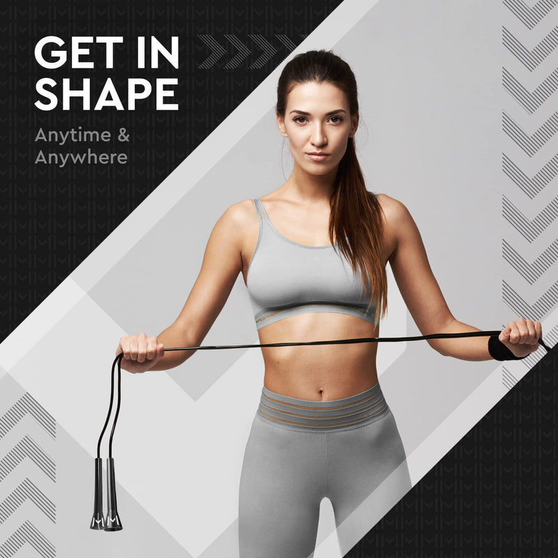 Motivated Mindset Jump Rope for Exercise, Speed and Endurance Training - 5.5” Handles - Skipping Rope for Kids & Adults Aerobic Training at Home or Outdoors - Travel Bag Included - BeesActive Australia