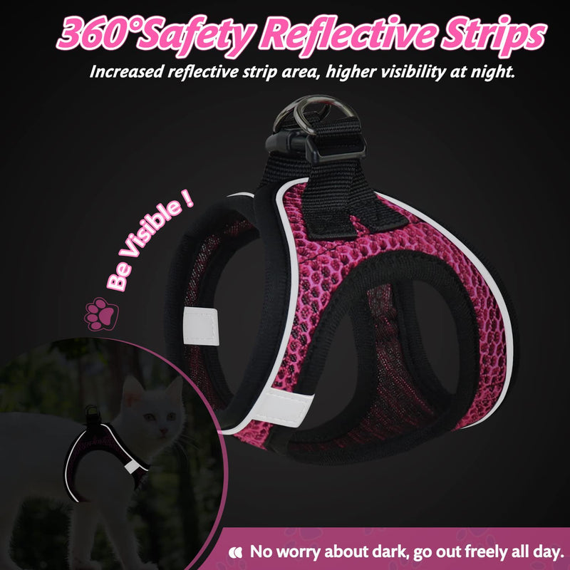 nanappice Cat Harness and Leash for Walking,Escape Proof Saft Adjustable Kitten Vest Harnesses for Cats,Easy Control Soft Breathable Reflective Strips XS Pink - BeesActive Australia