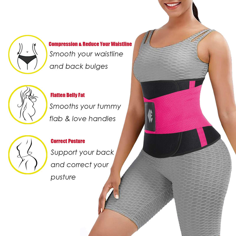 Waist Trainer Belt for Women Man - Waist Trimmer Weight Loss Ab Belt - Slimming Body Shaper Upgrade Fuchsia Medium - BeesActive Australia