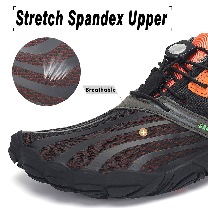 SAGUARO Mens Barefoot Minimalist Shoes Athletic Hiking Water Shoes for Aqua Swimming Trail Running 7.5 Orange Peel - BeesActive Australia
