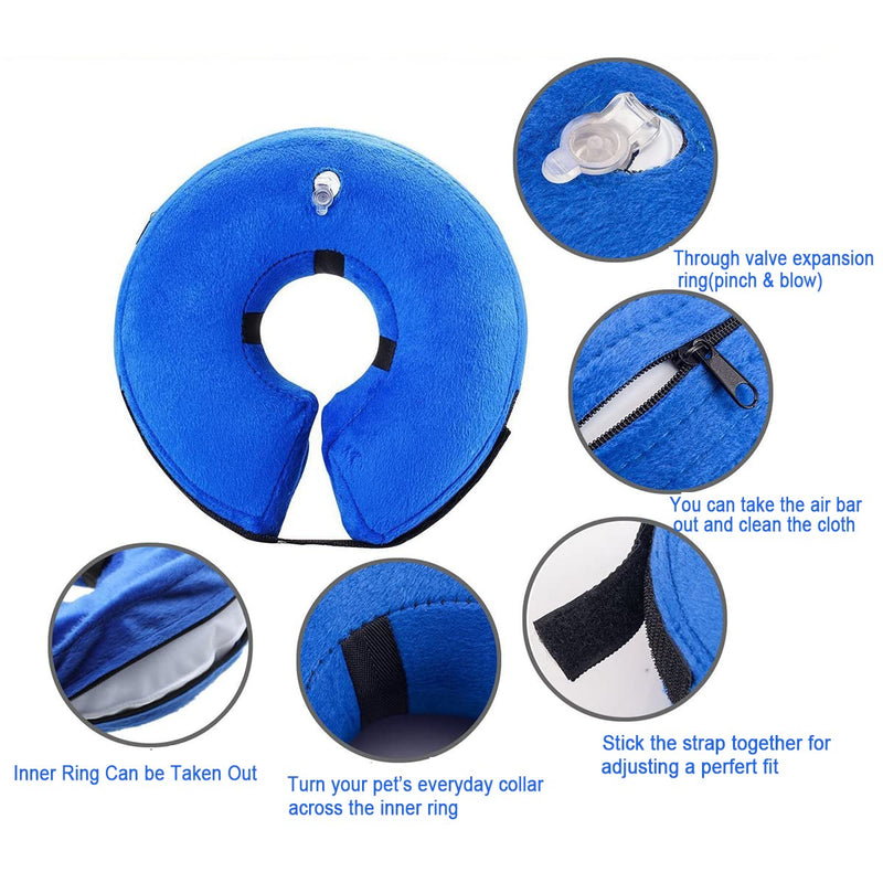 QIYADIN Soft Dog Recovery Collar, Adjustable Protective Inflatable Pet Cone for Dogs and Cats After Surgery, Prevent Pets from Biting & Scratching Small - BeesActive Australia
