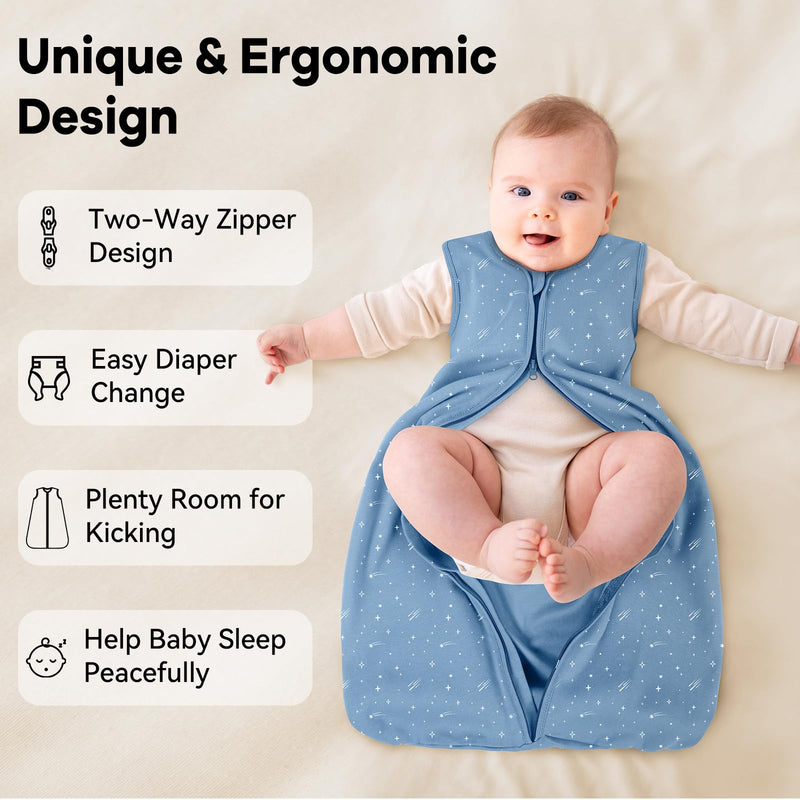 Unnivoll Baby Sleep Sack 6-12 Months 3 Pack 100% Cotton Lightweight 0.5 TOG Wearable Blanket Baby Sleep Bag with 2-Way Zipper for Newborn Infant Toddler Dark Blue Medium - BeesActive Australia