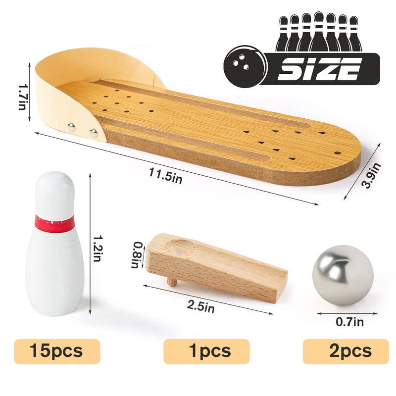3 otters Mini Bowling Set, Wooden Tabletop Bowling Game Desk Toys Desktop Bowling Home Bowling Alleys, Desk Gifts for Coworkers - BeesActive Australia
