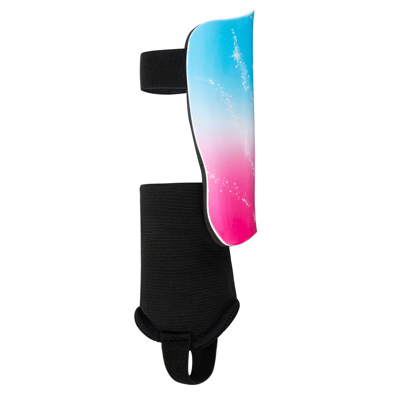 RIP-IT Girls Cut Pink & Blue Sparkle Slip-in Soccer Shin Guards - Medium/Large - Includes Hook-and-Loop Straps and Moisture Management Lined Padding - BeesActive Australia