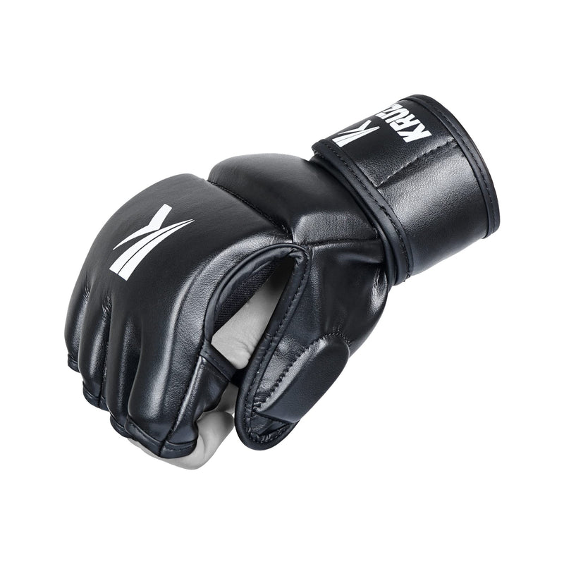 Kruzak MMA Gloves, Men and Womens Half-Finger Boxing Mitts, Hand Wraps with Open Palms for Grappling, Kickboxing, Sanda, Sparring, Muay Thai Black Small-Medium - BeesActive Australia