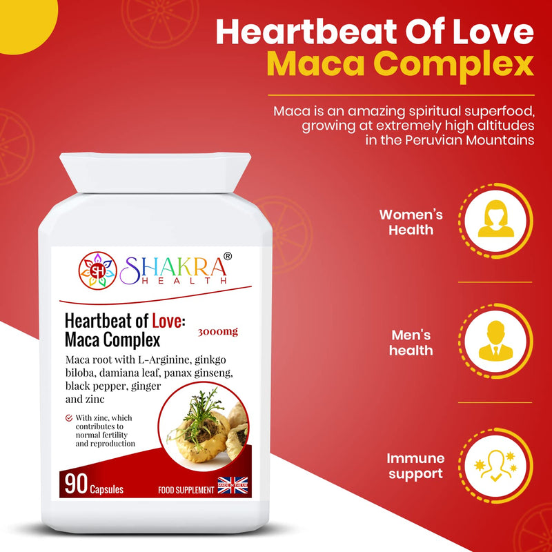 Heartbeat of Love: Maca Complex. Relieve Premenstrual Syndrome, Increase Intimate, Drive, Energy, Stamina for Men & Women | Shakra Health - BeesActive Australia