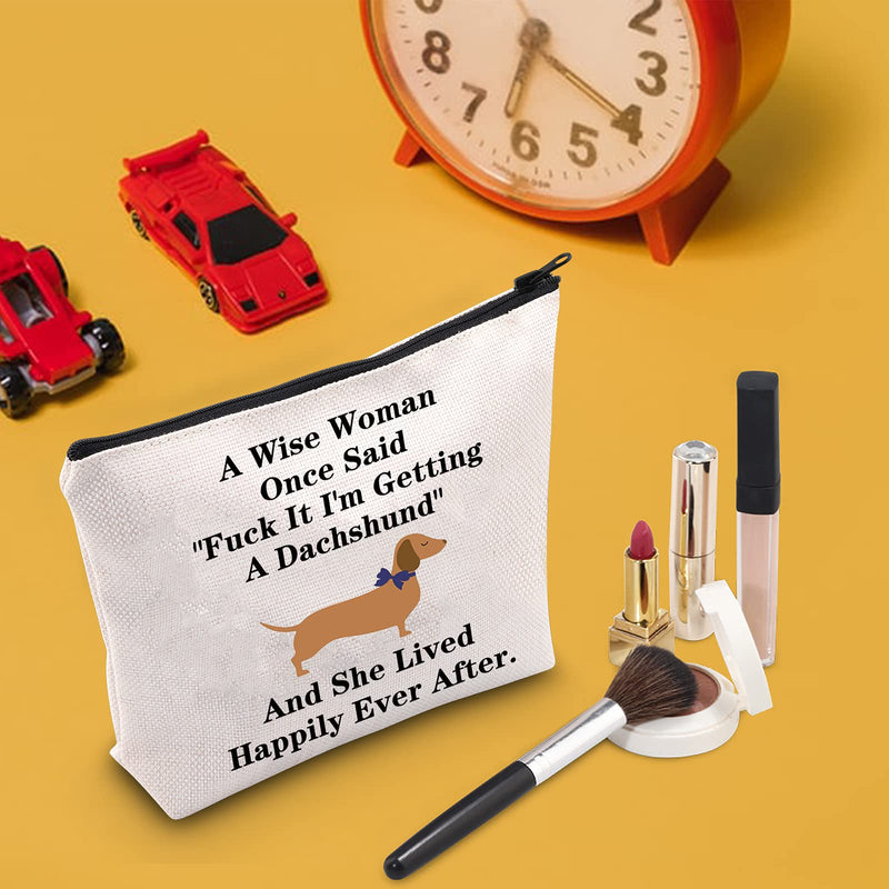 Dachshund Gift Pet Dog Makeup Bag A Wise Woman Once Said "Fuck it,I'm Getting a Dachshund" Gift for Dog Owner Cosmetic Bags (U.a Dachshund) - BeesActive Australia