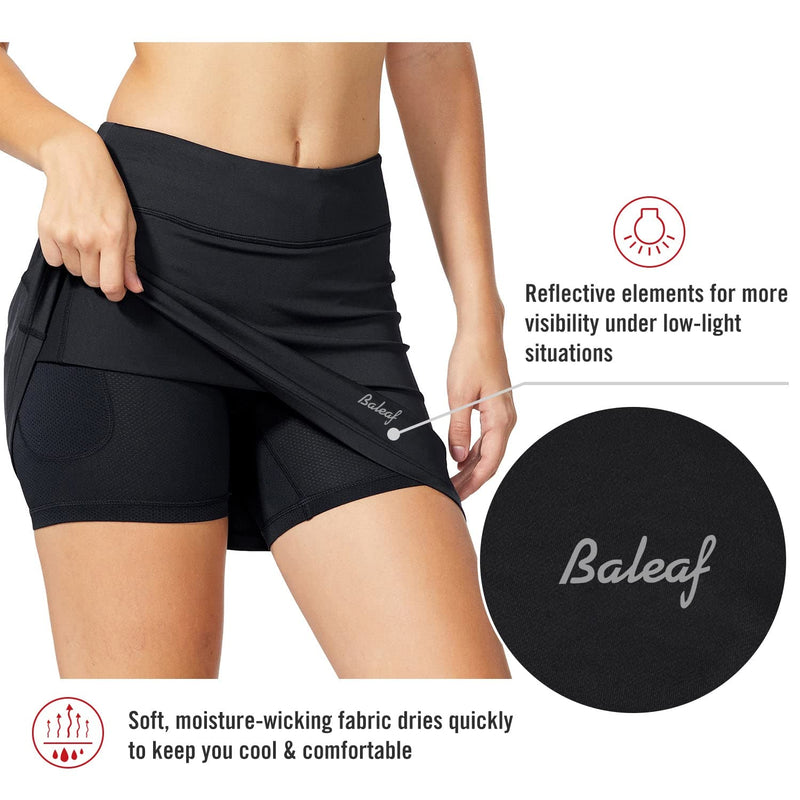 BALEAF Women's Tennis Skirt Golf Skorts Skirts Athletic Skirts with Shorts Pockets Running Workout Sports Black Medium - BeesActive Australia