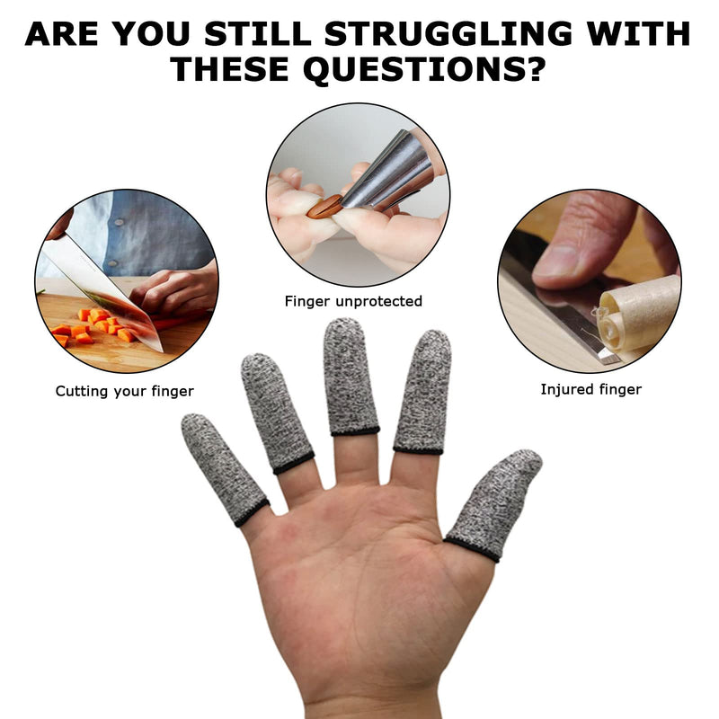 TSHAOUN 40 Pcs Finger Cots Finger Protectors, Anti Cutting Finger Cover Reusable Anti-Slip Finger Sleeve, Cut Resistant Protection for Garden, Kitchen, Work, Sculpture,Agricultural Affairs (Grey) Grey - BeesActive Australia