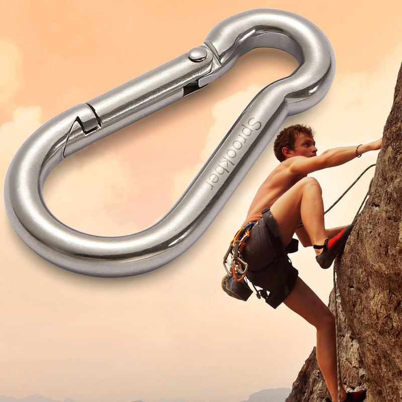 sprookber Stainless Steel Carabiner Spring Snap Hook - 304 Stainless Steel Heavy Duty Clips, Set of 4 2.25 Inch - BeesActive Australia