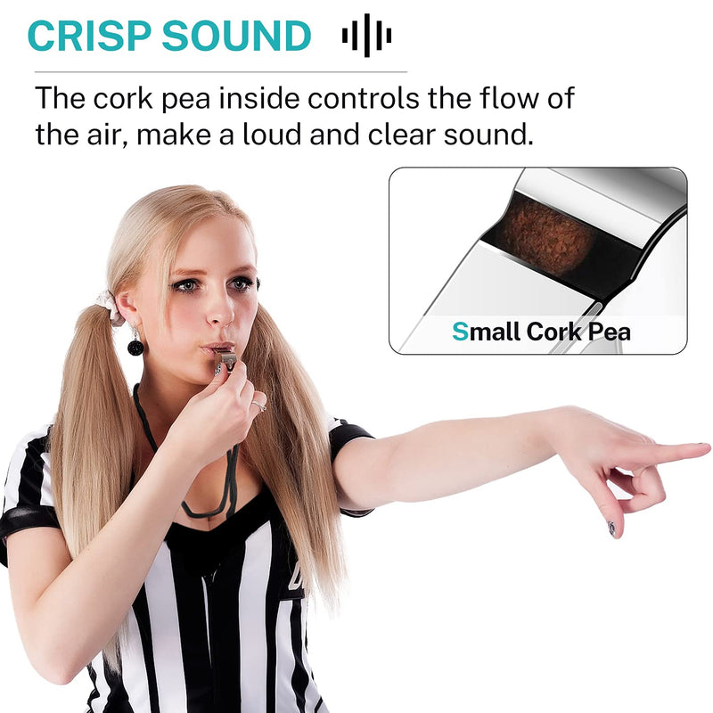 KTRIO Whistle Coach Whistles with Lanyard, Loud Metal Emergency Sports Whistle Soccer Football Whistles for Referee, Coaches, Teacher, Kids, 3 Pack Silver - BeesActive Australia