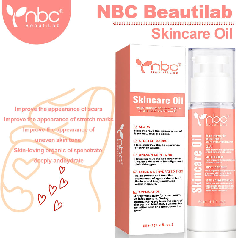 nbc BeautiLab -Oil Skincare Body Oil, Suitable for Scars and Stretch Marks and Improve the Appearance of neven Skin Tones, For All Skin Types，with Vitamin E -1.7oz - BeesActive Australia