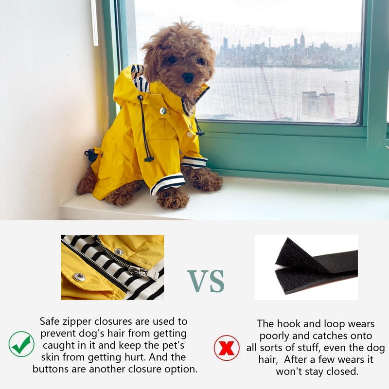 Morezi Dog Zip Up Dog Raincoat with Reflective Buttons, Rain/Water Resistant, Adjustable Drawstring, Removable Hood, Stylish Premium Dog Raincoats - Size XS to XXL Available Medium(Chest: 19"-23") Yellow - BeesActive Australia